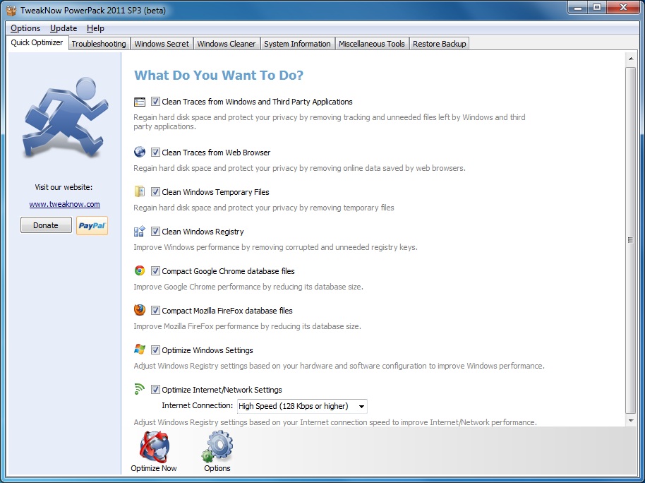 Click to view TweakNow PowerPack 2011 3.4.8 screenshot