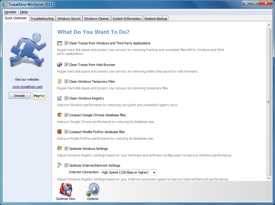 Click to view TweakNow WinSecret 2011 3.5.2000 screenshot