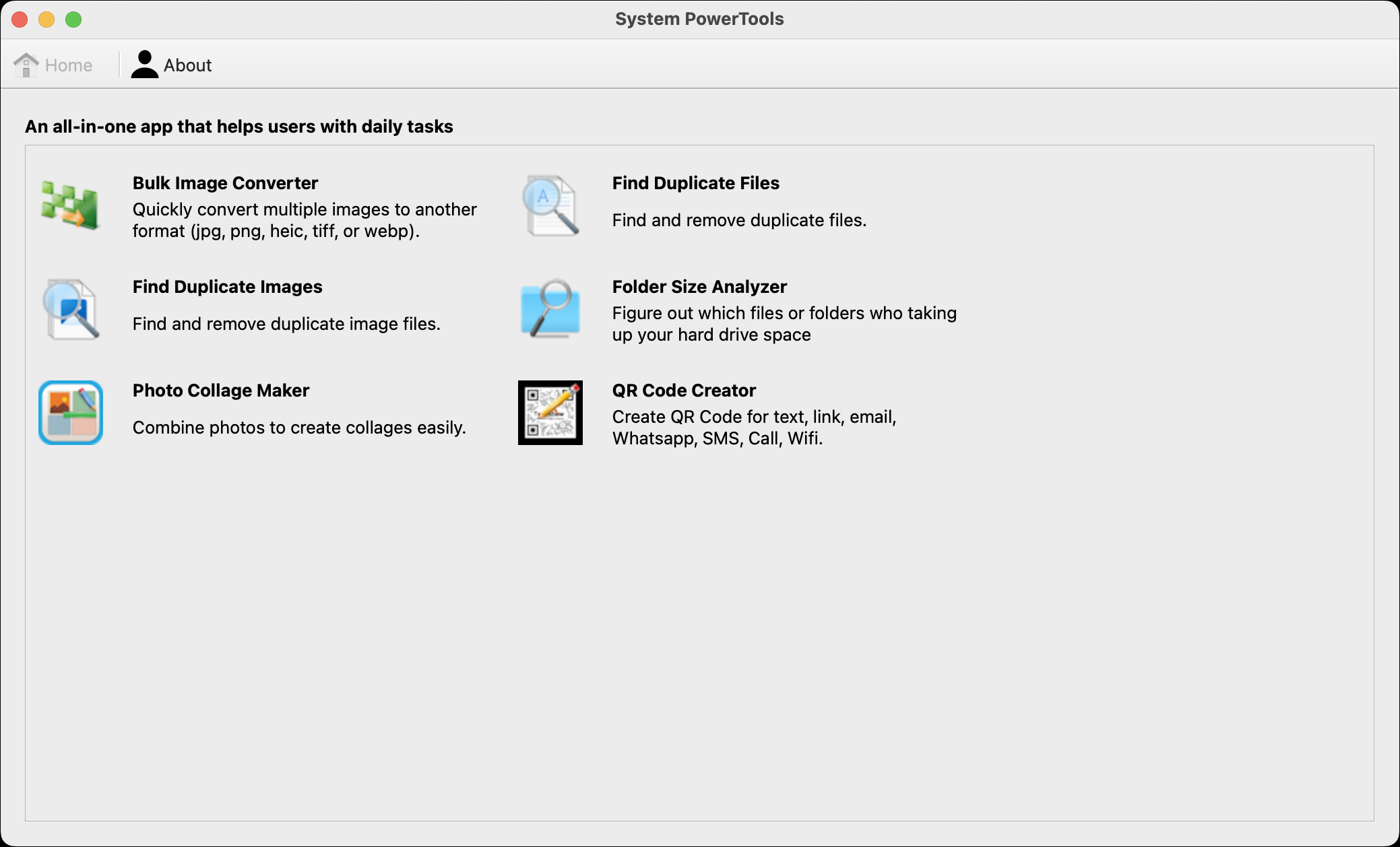 System PowerTools Main Screen